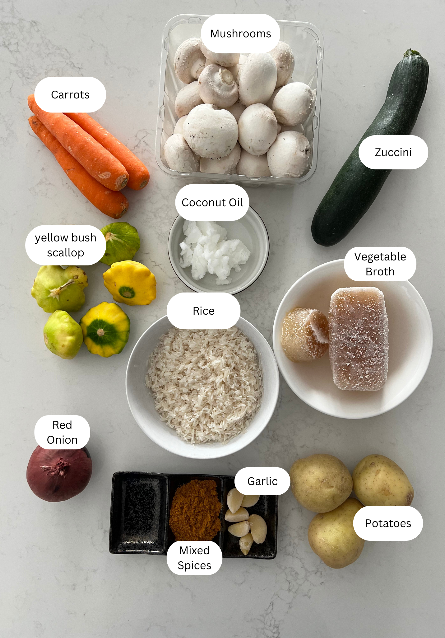 Simple ingredients for vegan congee recipe